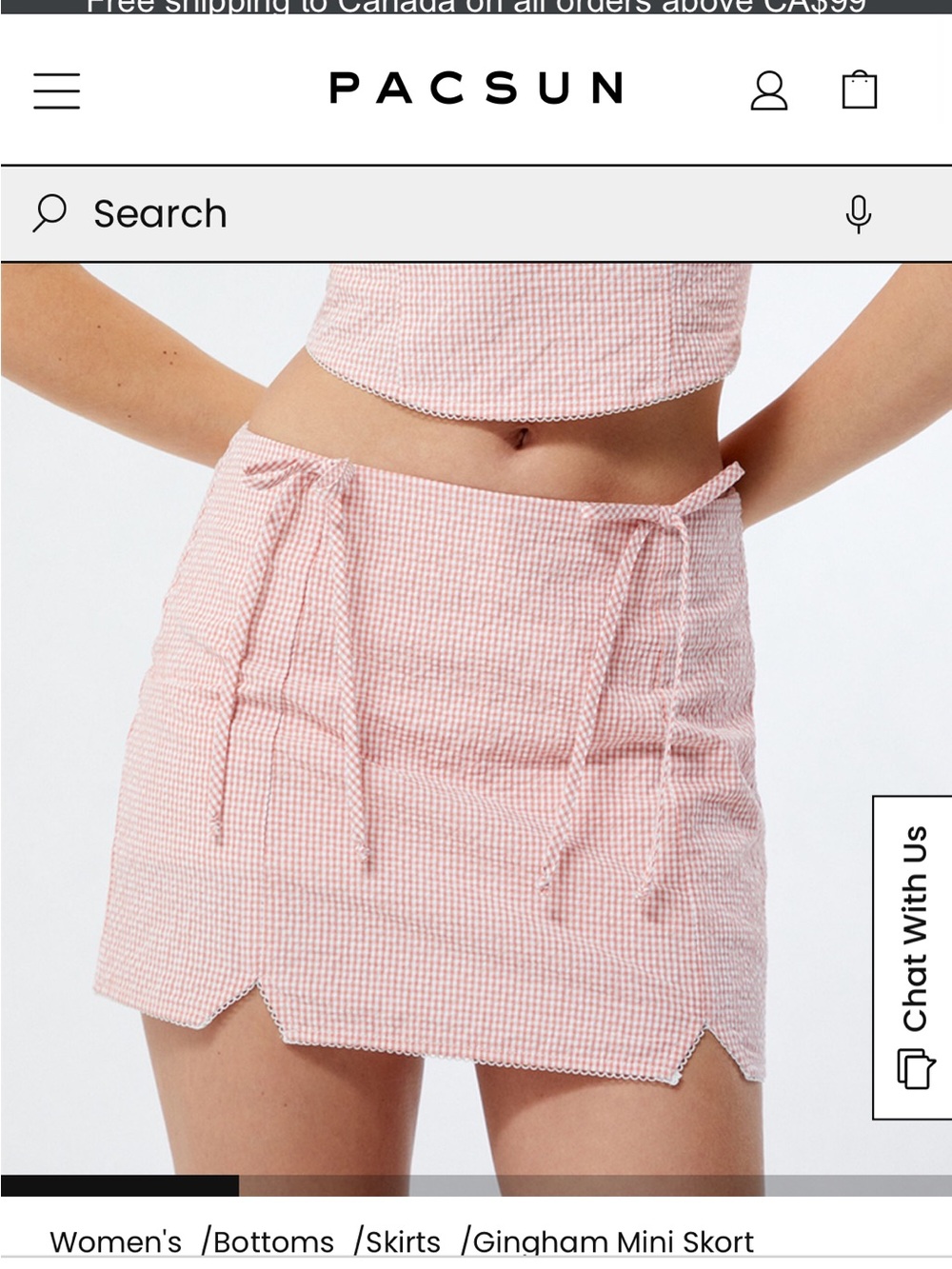 La Hearts Peach Gingham Mini Skirt